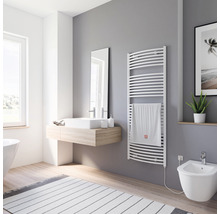 Chauffe-serviettes électrique SCHULTE Europa résistance chauffante à droite 60 x 153,5 cm 600 W avec fiche à contact de protection blanc