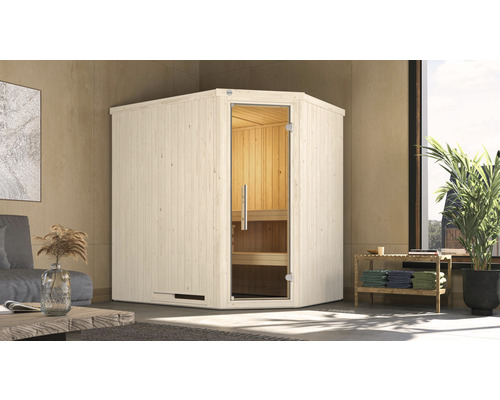 Sauna modulaire Weka Varberg 1 sans poêle avec porte entièrement vitrée couleur graphite
