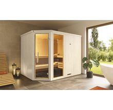 Elementsauna Weka Varberg 4 ohne Ofen mit Fenster und graphitfarbeneer Ganzglastüre