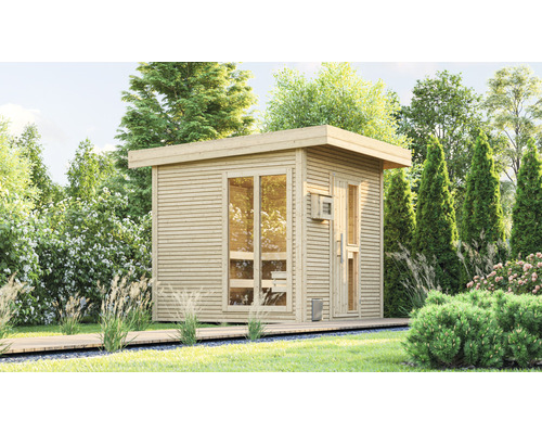 Chalet sauna Weka Kuopio sans poêle avec fenêtre et porte en bois avec verre isolé thermiquement