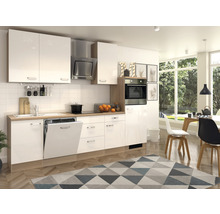 Cuisine complète Flex Well avec appareils Valero 280 cm blanc haute brillance démontée variante réversible 00012068