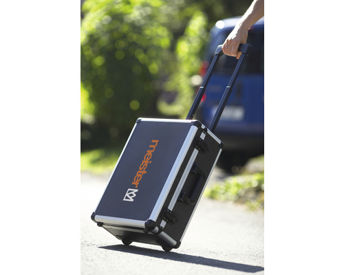 Meister Werkzeugkoffer mit Teleskopgriff und Rollen