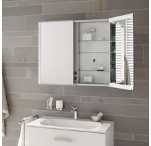 Armoire de toilette KEUCO Royal Match 80 x 15 x 70 cm couleur alu 2 portes LED IP 20