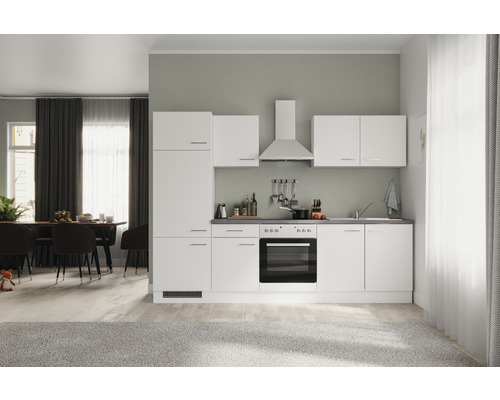 Flex Well Küchenzeile mit Geräten Varo 270 cm Frontfarbe weiß matt  Korpusfarbe weiß - HORNBACH Luxemburg
