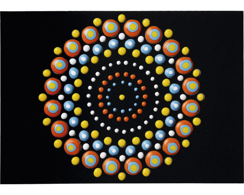 Dekorative Punktmalerei auf schwarzem Hintergrund