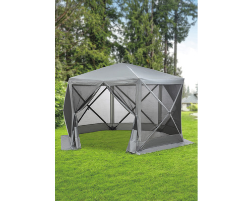 Graues Faltpavillon mit Moskitonetz im Garten