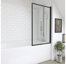 Badewannenaufsatz 1-teilig Aurlane Dark Edge 75 x 130 cm Klarglas Profilfarbe schwarz FAC602