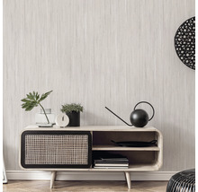 Salon avec buffet moderne en bois et rotin