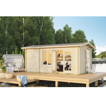 Gartenhaus aus Holz mit Terrasse am See