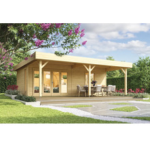 Gartenhaus Outdoor Life Brava inkl. Anbau, Fußboden 750 x 700 cm natur