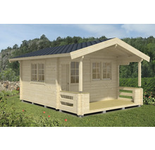 Gartenhaus aus Holz mit Terrasse und Satteldach