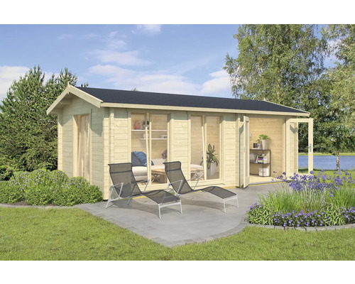 Abri de jardin Outdoor Life Shetland 1 avec plancher, fenêtre dans la paroi latérale 660 x 347 cm naturel