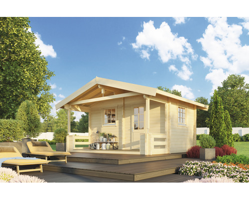 Abri de jardin Outdoor Life Tresco avec terrasse, plancher 450 x 260 cm naturel