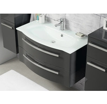 Badmöbelset Pelipal xpressline 4005 BxHxT 152 x 200 x 49,1 cm Frontfarbe grau hochglanz mit Waschtisch Glas weiß 4005.0900112121