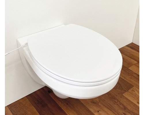 WC suspendu à fond creux avec abattant fermé