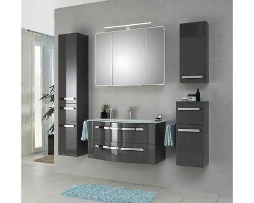 Modernes Badezimmer-Set mit Spiegelschrank, Waschtisch und Hochschrank