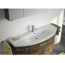 Badmöbel-Set Pelipal Serie 4010 BxHxT 120,5 x 200 x 48 cm Frontfarbe eiche ribbeck Badmöbelset 4-teilig mit Waschtisch Keramik weiß und Keramik-Waschtisch Waschtischunterschrank Spiegelschrank mit LED-Beleuchtung