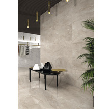 Carrelage sol et mur en grès-cérame fin Wells 60 x 120 x 1,05 cm sand beige brillant rectifiée