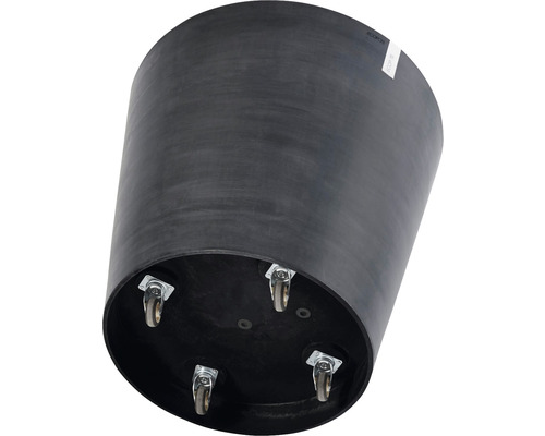 Schwarzer Pflanzkübel mit Rollen für den Außenbereich