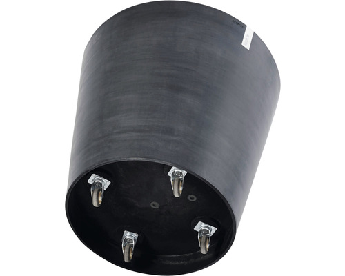 Schwarzer Pflanzkübel mit Rollen