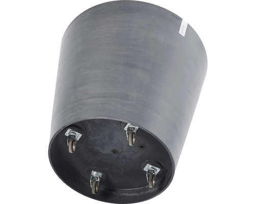 Cache-pot gris en plastique avec roulettes