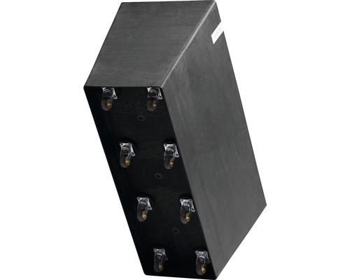 Schwarzer Pflanzkasten mit Rollen