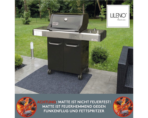 Espace barbecue avec tapis de barbecue pour protéger contre les projections d''étincelles et de graisse