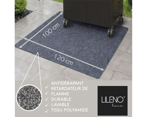 Tapis de protection de sol rectangulaire en polyamide, 100 centimètres sur 120 centimètres, avec les propriétés antidérapant, difficilement inflammable, durable et lavable