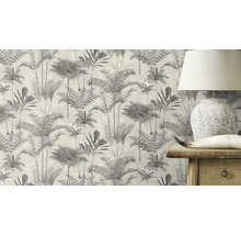 Papier peint intissé 555134 Lirico feuilles gris