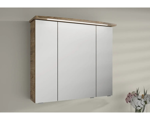 Spiegelschrank mit drei Türen und Holzdekor