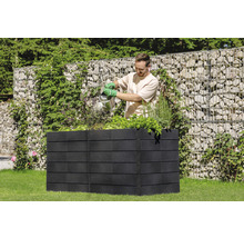 Jardinière surélevée classique GARANTIA Ergo Quadro 2 L avec système d'économie d'eau Flora 75 160 x 80 x 75 cm stone