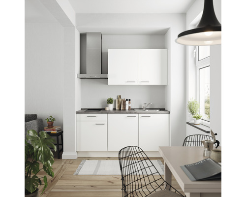 nobilia elements Küchenzeile mit Geräten Urban 180 cm weiß matt montiert Variante links
