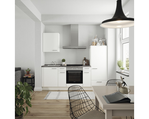Nobilia elements Küchenzeile Urban matt weiß LAURUS Einbaugeräte HORNBACH - weiß Korpusfarbe 240 Luxemburg Frontfarbe inkl. cm