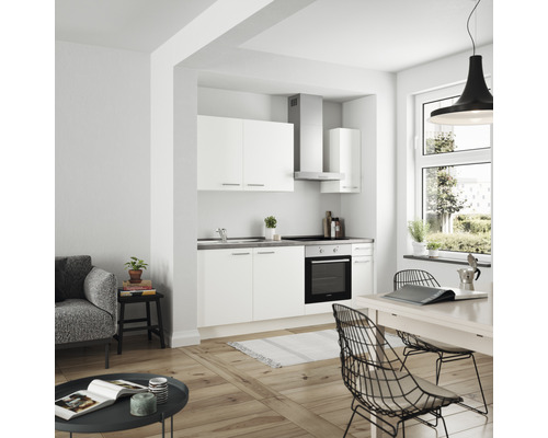 elements Küchenzeile Luxemburg LAURUS - Einbaugeräte HORNBACH weiß matt Korpusfarbe weiß Urban 210 Nobilia inkl. Frontfarbe cm