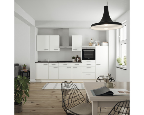 Nobilia elements Küchenzeile Urban matt Korpusfarbe weiß 330 weiß HORNBACH cm - Luxemburg Frontfarbe