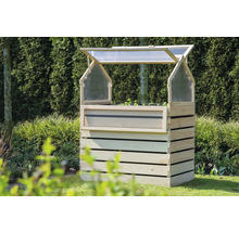 Jardinière surélevée en bois avec châssis de couche dans le jardin