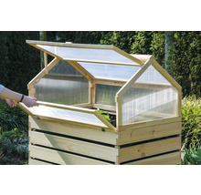 Jardinière surélevée avec châssis et fenêtre ouverte