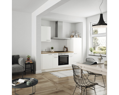 nobilia elements Küchenzeile ohne Geräte Urban 240 cm alpinweiss matt vormontiert Variante rechts 4004539052314