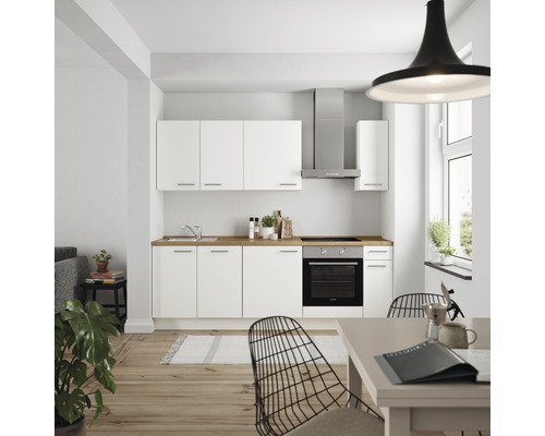 nobilia elements Küchenzeile mit Geräten Urban 240 cm alpinweiss matt vormontiert Variante rechts 4004539052246 nobilia elements Küchenzeile mit Geräten Urban 240 cm alpinweiss matt vormontiert Variante rechts 4004539052246