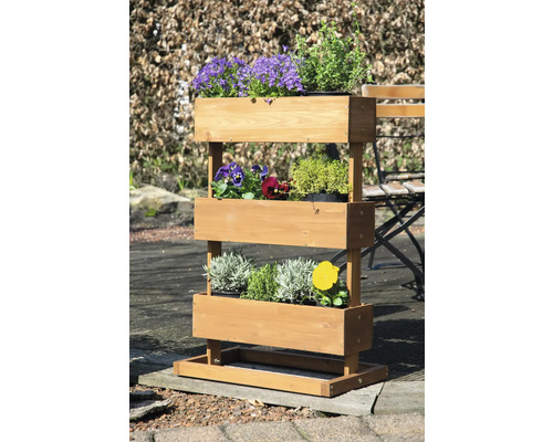 Jardinière surélevée verticale dobar avec 3 bacs pin 49,5 x 30 x 78 cm marron Tour de plantation en bois avec fleurs et herbes aromatiques