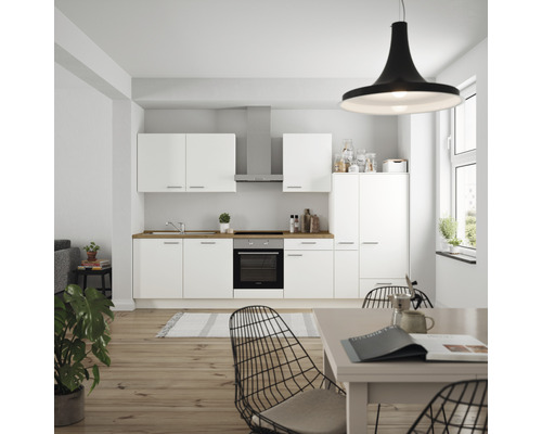 Nobilia elements Küchenzeile Urban 330 cm Frontfarbe weiß matt Korpusfarbe  weiß - HORNBACH Luxemburg | Hängeschränke