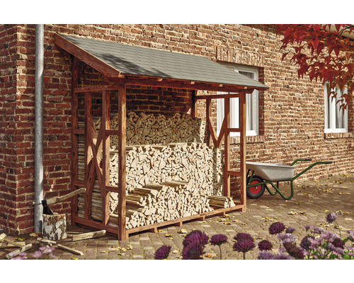 Abri bûches SKAN HOLZ Paul 2 240 x 100 x 243 cm noyer