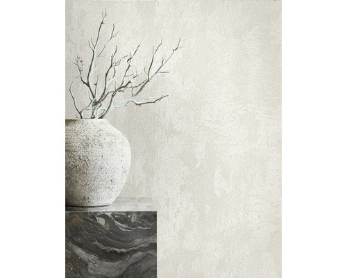 Décoration murale claire avec structure d''enduit, vase et décoration