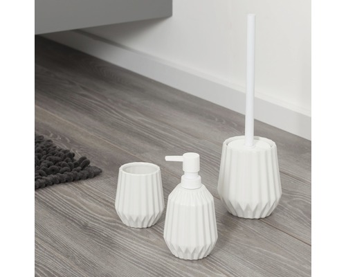 Badezimmer-Set mit Seifenspender, Zahnputzbecher und Toilettenbürste
