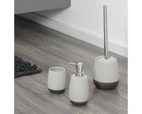 Badezimmer-Set mit Seifenspender, Zahnputzbecher und Toilettenbürste