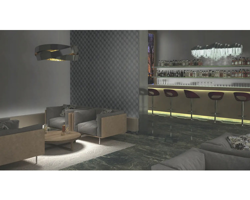 Innenraum mit Sitzecke, Bar und moderner Beleuchtung