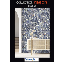 Papier peint intissé 689501 Rhapsody feuilles bleu