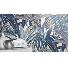 Papier peint intissé 689501 Rhapsody feuilles bleu