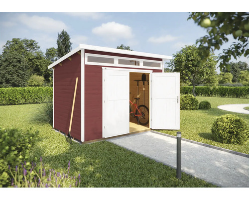 Abri de jardin weka 264 taille 3 avec imposte, plancher 295 x 209 cm rouge suédois