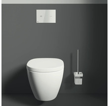WC suspendu avec plaque de commande et brosse de toilette